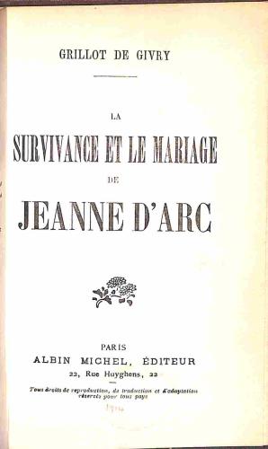 Seller image for La survivance et le mariage de Deanne D'arc for sale by WeBuyBooks