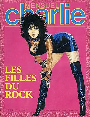 "MENSUEL CHARLIE N°15 (Juin 1983)" / LES FILLES DU ROCK / Couverture par Jean-Claude HADI