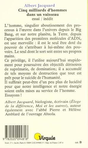 Image du vendeur pour Cinq milliards d'hommes dans un vaisseau mis en vente par Chapitre.com : livres et presse ancienne