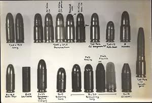 Foto Munition, Patronen 7,64x21,5 Parabellum, 9x20 Browning lang, 9x23 Bergman Bayard