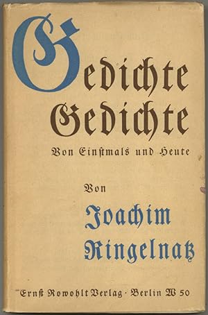 Imagen del vendedor de Gedichte, Gedichte von Einstmals und Heute. a la venta por Schsisches Auktionshaus & Antiquariat