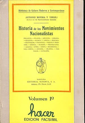 Seller image for HISTORIA DE LOS MOVIMIENTOS NACIONALISTAS - VOLUMEN 1. for sale by Librera Smile Books