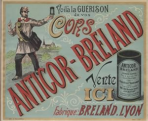 "ANTICOR-BRELAND" Affichette d'intérieur originale / Chromo-litho Imp. E. ROUSSEAU Dôle (vers 1900)