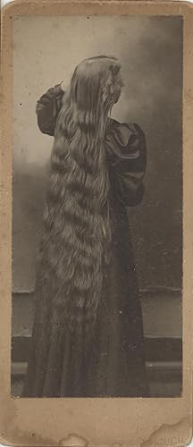 ORIGINAL CIRCA 1890 ALBUMEN PHOTOGRAPH FULL LENGTH PORTRAIT ON SWISS PANEL MOUNT OF A YOUNG WOMAN...