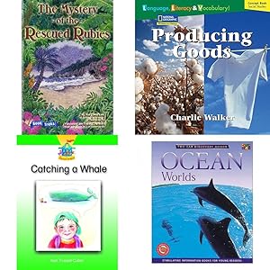 Seller image for Children's Fun & Educational 4 Pack Paperback Book Bundle (Ages 6-12): Book Treks Extension the Mystery of the Rescued Rubies Gr 5 2005c, Windows on Literacy Language, Literacy & Vocabulary Fluent Social Studies: Producing Goods Language, Literacy, and Vocabulary - Windows on Literacy, CATCHING A WHALE Dominie Carousel Readers, Ocean World Discovery Guides for sale by InventoryMasters