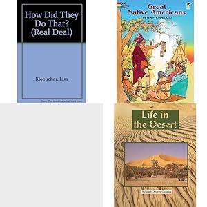 Bild des Verkufers fr Children's Fun & Educational 4 Pack Paperback Book Bundle (Ages 6-12): How Did They Do That? Real Deal, Great Native Americans Coloring Book Dover History Coloring Book, SHARKS Dominie Marine Life Young Readers, Steck-Vaughn Pair-It Books Fluency Stage 4: Student Reader Life in the Desert, Story Book zum Verkauf von InventoryMasters