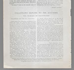 Imagen del vendedor de The Memoirs Of Talleyrand: Talleyrand Replies To His Accusers a la venta por Legacy Books II