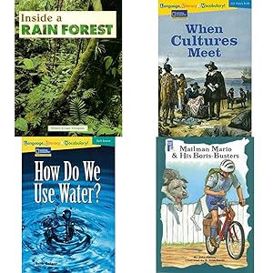 Seller image for Children's Fun & Educational 4 Pack Paperback Book Bundle (Ages 6-12): Steck-Vaughn Pair-It Books Early Fluency Stage 3: Individual Student Edition Inside A Rain Forest, When Cultures Meet : National Geographic Reading Expeditions : Language, Literacy & Vocabulary Avenues, Language, Literacy & Vocabulary - Reading Expeditions Earth Science: How Do We Use Water? Language, Literacy, and Vocabulary - Reading Expeditions, MAILMAN MARIO & HIS BORIS-BUSTERS Dominie Chapter Books for sale by InventoryMasters