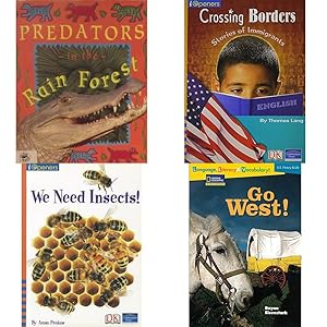 Imagen del vendedor de Children's Fun & Educational 4 Pack Paperback Book Bundle (Ages 6-12): Predators in the Rain Forest Deep in the Rain Forest, Crossing Borders: Stories of Immigrants, IOPENERS WE NEED INSECTS SINGLE GRADE 2 2005C, Language, Literacy & Vocabulary - Reading Expeditions U.S. History and Life: Go West! Rise and Shine a la venta por InventoryMasters