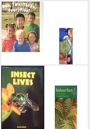Seller image for Children's Fun & Educational 4 Pack Paperback Book Bundle (Ages 3-5): READING 2007 LISTEN TO ME READER GRADE K UNIT 4 LESSON 3 BELOW LEVEL: ONE, TWO, THREE, FOUR, FIVE!, The Farmer in the Dell, Insect Lives, Rainforest plants Alphakids for sale by InventoryMasters