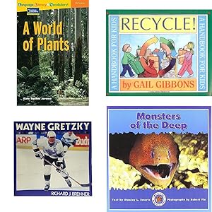 Bild des Verkufers fr Children's Fun & Educational 4 Pack Paperback Book Bundle (Ages 6-12): Language, Literacy & Vocabulary - Reading Expeditions Life Science/Human Body: A World of Plants Language, Literacy, and Vocabulary - Reading Expeditions, Recycle!: A Handbook for Kids, Wayne Gretzky, Monsters of the Deep Dominie Marine Life Young Readers zum Verkauf von InventoryMasters