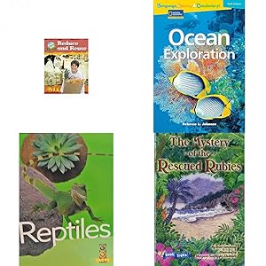 Image du vendeur pour Children's Fun & Educational 4 Pack Paperback Book Bundle (Ages 6-12): Library Book: Reduce and Reuse Rise and Shine, Language, Literacy & Vocabulary - Reading Expeditions Earth Science: Ocean Exploration Avenues, Reptiles Go Facts Series, Book Treks Extension the Mystery of the Rescued Rubies Gr 5 2005c mis en vente par InventoryMasters