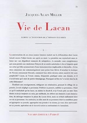 Image du vendeur pour Vie de lacan - Jacques-Alain Miller mis en vente par Book Hmisphres