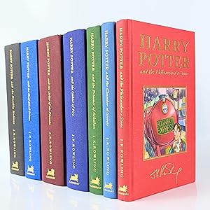 Seller image for The Harry Potter Books: Harry Potter and the Philosopher's Stone, Harry Potter and the Chamber of Secrets, Harry Potter and the Prisoner of Azkaban, Harry Potter and the Goblet of Fire, Harry Potter and the Order of the Phoenix, Harry Potter and the Half-Blood Prince, Harry Potter and the Deathly Hallows - First Three Volumes Signed by the Author for sale by Fine Book Cellar Ltd. ABA ILAB PBFA