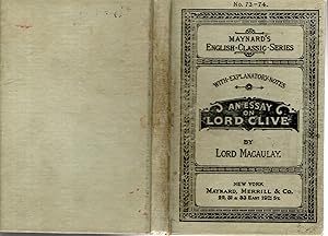 Imagen del vendedor de Lord Clive: :An Essay (Maynard's Elglish Classic Series #73-74) a la venta por Dorley House Books, Inc.