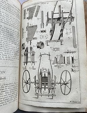 Seller image for The Horse-Hoing Husbandry: or, An Essay on the Principles of Tillage and Vegetation. Wherein is shown A Method of introducing a Sort of Vineyard-Culture into the Cornfields, In order to Increase their Product, and diminish the common Expence; By the Use of Instruments described in Cuts. [Bound with] A Supplement to the Essay on Horse-Hoing Husbandry. Containing Explanations and Additions both in Theory and Practice. Wherein All the Objections against that Husbandry, which are come to the Author s Knowledge are consider d and answer d. The Second Edition. for sale by Celsus Books, PBFA.