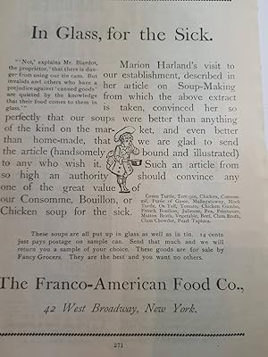 Immagine del venditore per Advertisement for Franco-American Food Co. "In Glass, for the Sick" venduto da Hammonds Antiques & Books