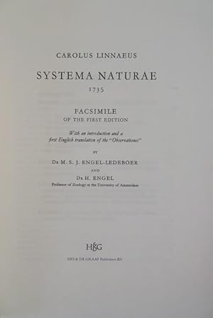 Image du vendeur pour SYSTEMA NATURAE: 1735: Facsimile of the first edition mis en vente par By The Way Books