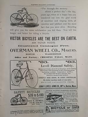 Immagine del venditore per Advertisement for Victor Bicycles "Victor Bicycles Are the Best on Earth" venduto da Hammonds Antiques & Books