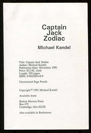 Seller image for Captain Jack Zodiac for sale by Between the Covers-Rare Books, Inc. ABAA
