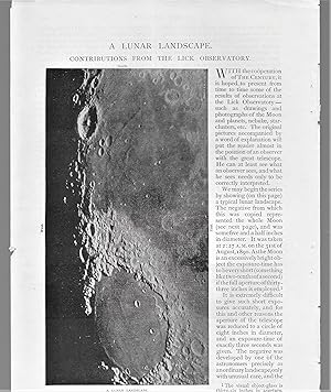 Seller image for A Lunar Landscape: Contributions From The Lick Observatory for sale by Legacy Books II