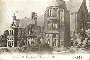 Seller image for Ansichtskarte / Postkarte Birmingham West Midlands England, Highbury Hall, Mr. Chamberlain's Residence for sale by akpool GmbH