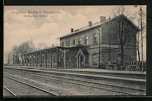 Ansichtskarte Biehla b. Elsterwerda, Oberlausitzer Bahnhof von der Gleisseite