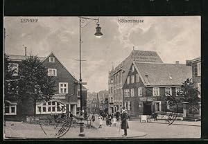 Ansichtskarte Lennep, Kölner Strasse mit Geschäften und Passanten