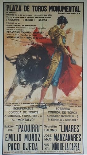 "PLAZA DE TOROS MONUMENTAL 1984" Affiche originale entoilée / Offset BALLESTAR / Imp.LAMINOGRAF B...