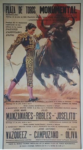 "PLAZA DE TOROS MONUMENTAL 1986" Affiche originale entoilée / Offset BALLESTAR / Imp.LAMINOGRAF B...