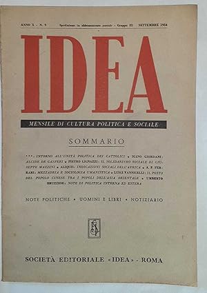 Idea. Mensile di cultura politica e sociale. Anno X-N.9