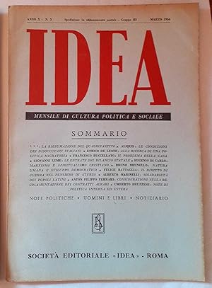 Idea. Mensile di cultura politica e sociale. Anno X- N.3