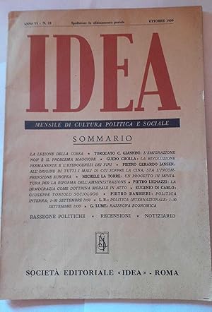 Idea. Mensile di cultura politica e sociale. Anno VI. -N.10