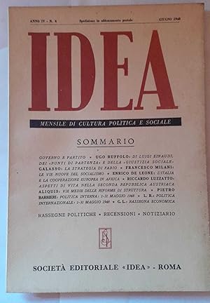 Idea. Mensile di cultura politica e sociale. Anno IV. N.6