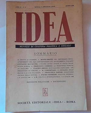 Idea. Mensile di cultura politica e sociale. Anno IV -N.8