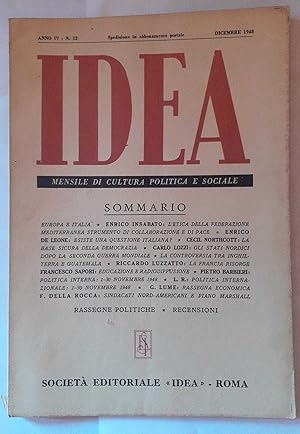 Idea. Mensile di cultura politica e sociale. Anno IV -N.12