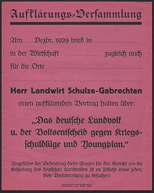 Das deutsche Landvolk u. der Volksentscheid gegen Kriegsschuldlüge und Youngplan. Vortrag von Lan...