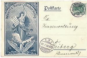 Eigenhändige Mitteilung mit Unterschrift auf einer Werbepostkarte der Firma vom 28. Sept. 1906, a...