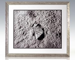 Michael Collins Signed Apollo 11 Lunar Footprint Photograph.