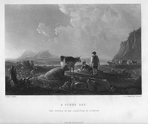A SUNNY DAY After CUYP Engraved by BENTLEY,1868 Steel Engraving