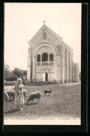 Bild des Verkufers fr Carte postale Sainte-Solange, La Chapelle, Schferin avec Herde zum Verkauf von Bartko-Reher