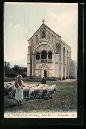 Bild des Verkufers fr Carte postale Sainte-Solange, La Chapelle, Schferin avec Herde zum Verkauf von Bartko-Reher