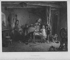 PLAYMATES After A.H. BURR Engraved by LUMB STOCKS,1867 Steel Engraving