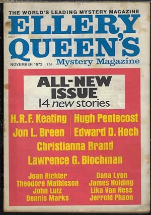 Bild des Verkufers fr ELLERY QUEEN'S Mystery Magazine: November, Nov. 1972 zum Verkauf von Books from the Crypt