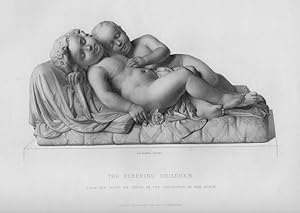 THE SLEEPING CHILDREN After GEEFS Engraved by BAKER,1856 Steel Engraving