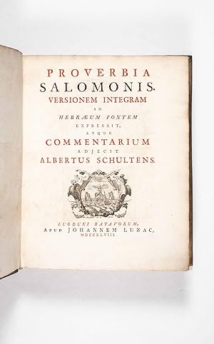 Imagen del vendedor de Proverbia Salomonis. Versionem integram ad Ebraeum fontem expressit, atque Commentarium adjectit (The Proverbs of Salomon, Translated from the Hebrew, with a Commentary) a la venta por ERIC CHAIM KLINE, BOOKSELLER (ABAA ILAB)