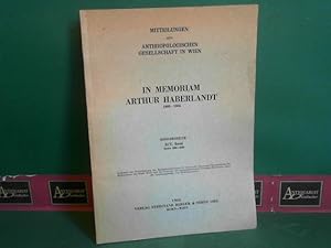 Immagine del venditore per In Memoriam Arthur Haberlandt 1889 - 1964. (= Sonderdruck der Mitteilungen der Anthropologischen Gesellschaft in Wien. XCV. Band). venduto da Antiquariat Deinbacher