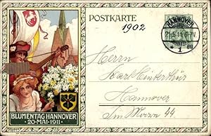 Ganzsache Litho Hannover in Niedersachsen, Blumentag, 20 Mai 1911, PP27 C130 - Papierreste