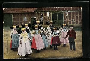 Bild des Verkufers fr Ansichtskarte Kinder beim Ringel-Reihen in Schaumburg-Lipp`schen Trachten zum Verkauf von Bartko-Reher
