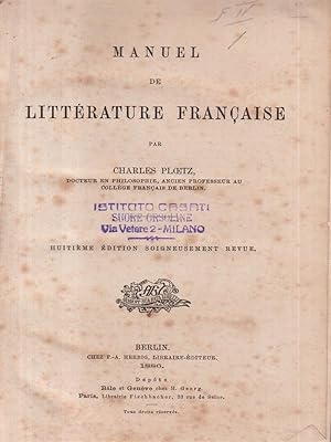 Image du vendeur pour Manuel de litterature francaise mis en vente par Librodifaccia